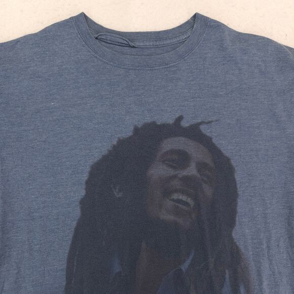 Bob Marley Band Short Sleeve Graphic Pullover T Shirt Mens Size Large L Blue - Picture 1 of 9